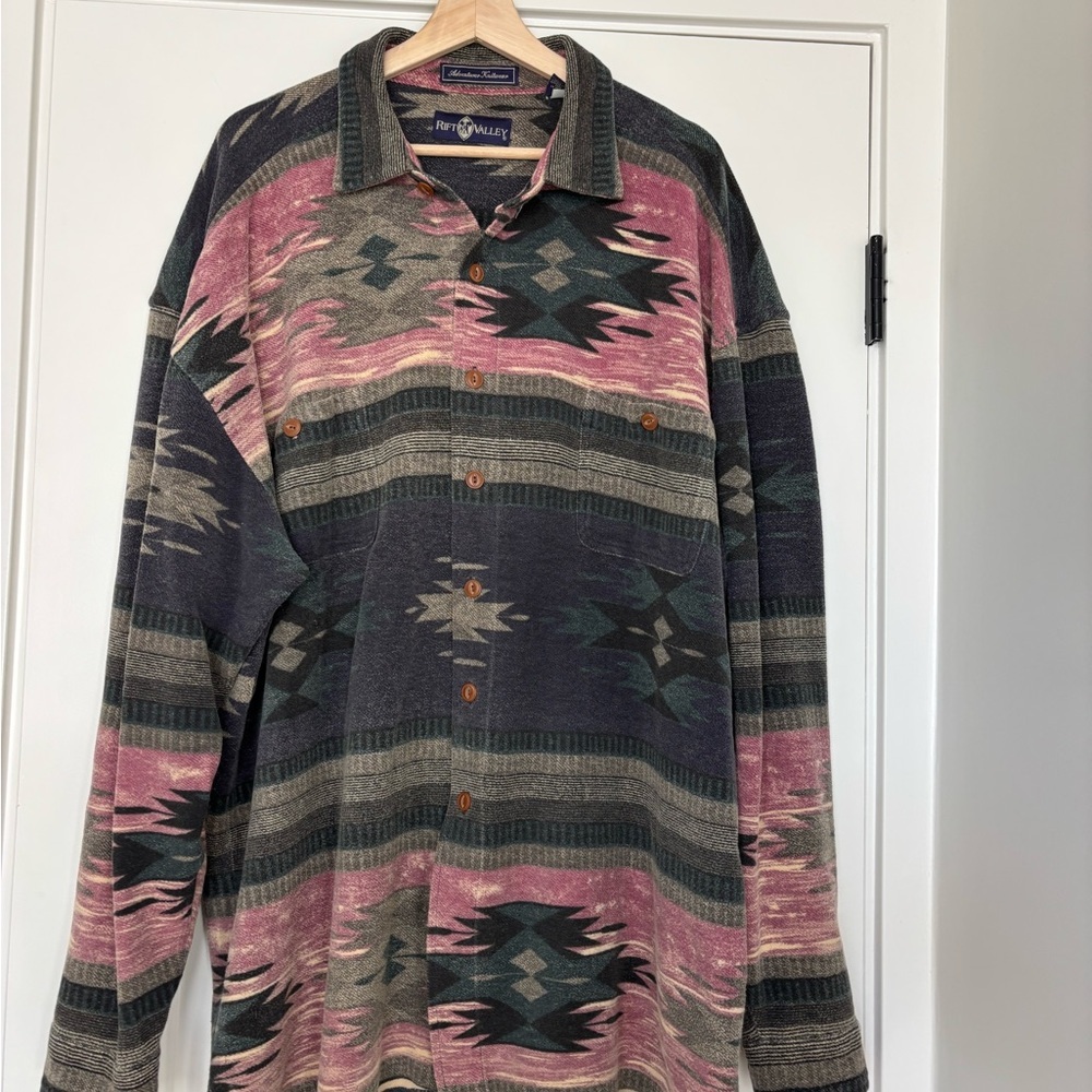 Vintage Rift Valley Adventurer Aztec Southwestern Multicolor  Men's Shirt XL - Picture 3 of 10